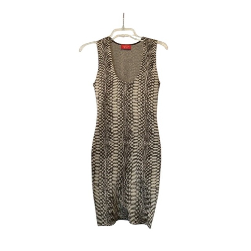 Lanvin Ete 2012 Silk Blend Knit Bodycon Dress Brown Cream Python Print Italy S